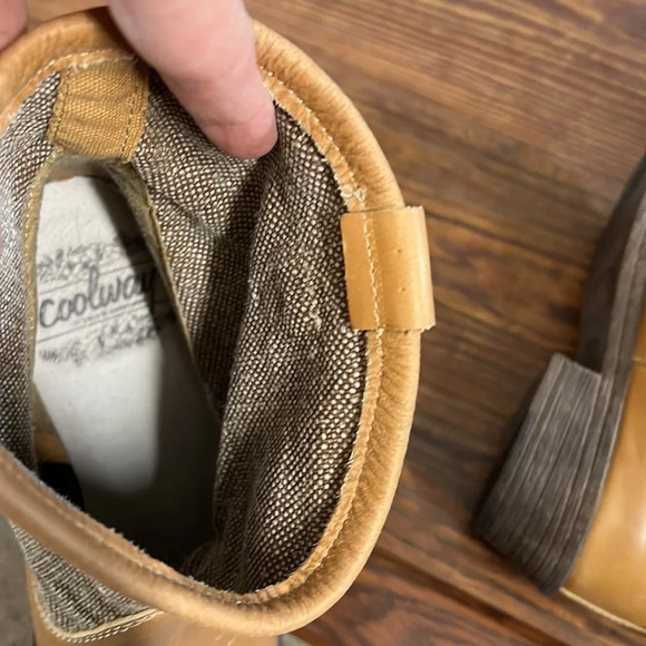 Coolway Cowgirl Ankle Bootie Leather/Canvas Camel color Sz36EU 5.5US Spain made - Picture 7 of 8